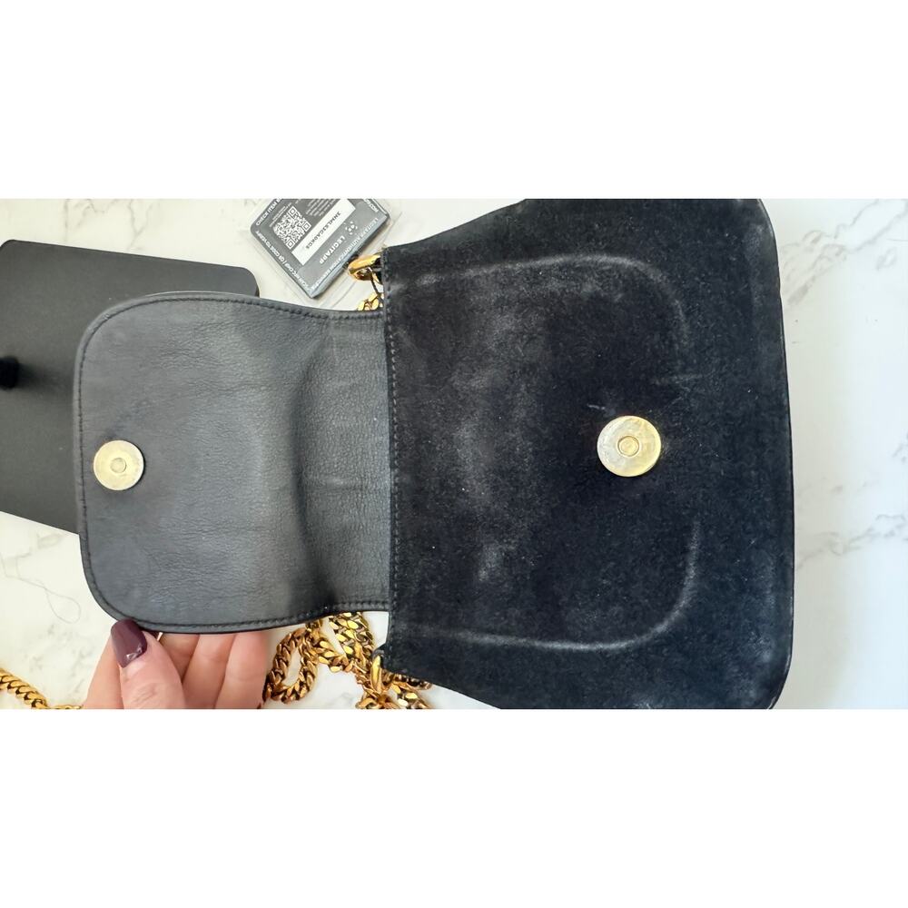 Gucci 1973 Small Chain Shoulder Bag in Black Suede - Picture 9 of 10